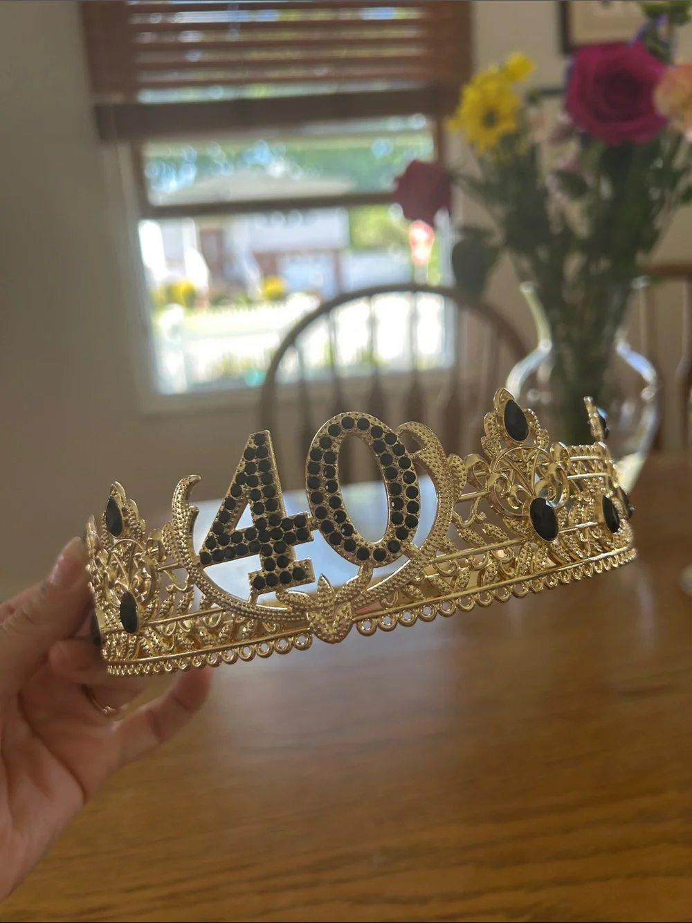 Gold 40 Rhinestone Tiara Crown